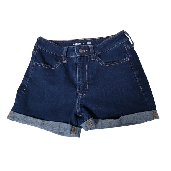 Old Navy Womens Size 0 Dark Wash Denim 3" Inseam High-Waist Wow Jean Shorts NWT - Picture 1 of 6